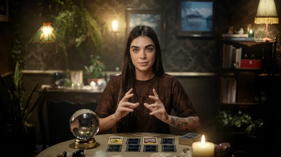 Psychic Sarah, who guides the reading